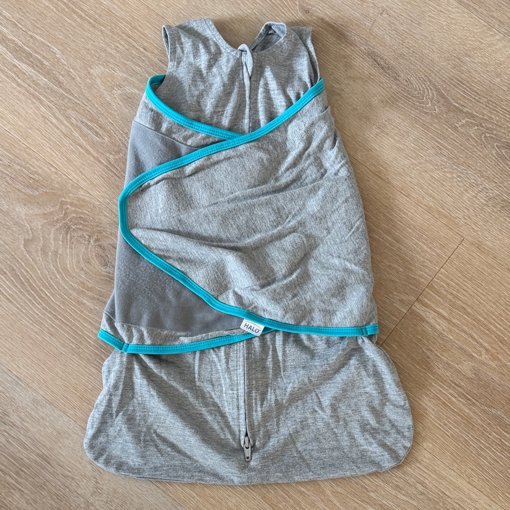 Halo Gray Sleep Sack with Blue Trim